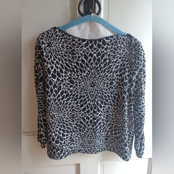 St John Evening Pearl and Crystal Studded Knit Top With Zipper Detailing - Picture 1 of 6